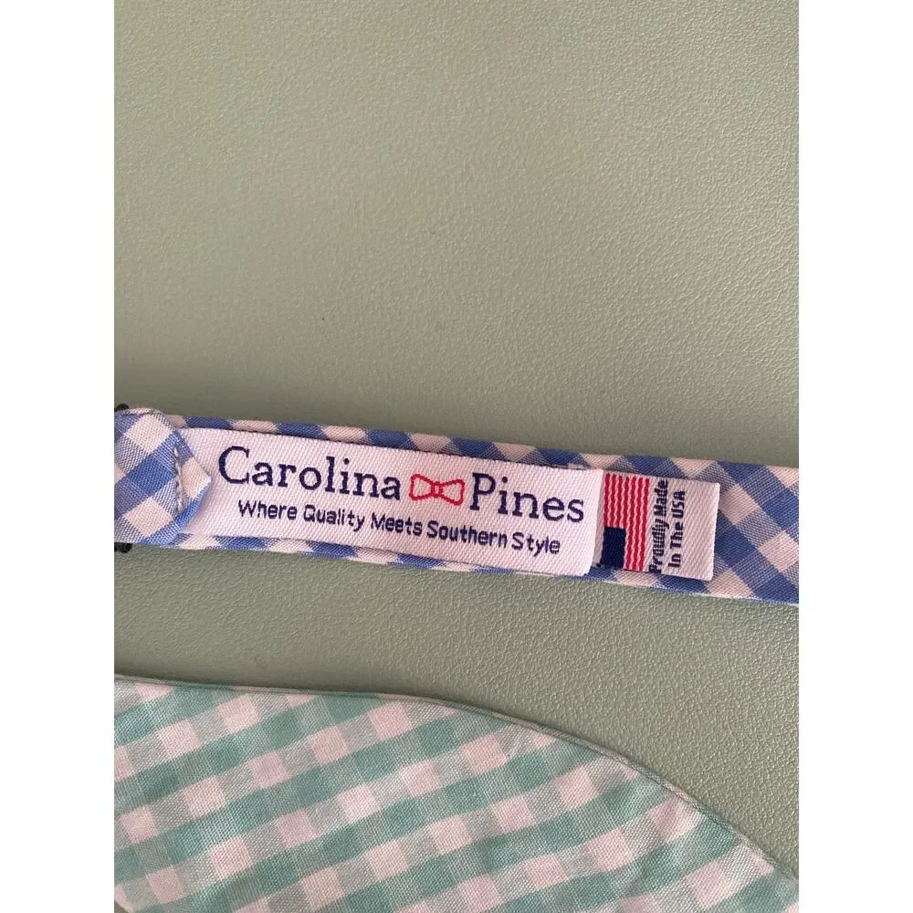 Carolina Pines Blue and Green Gingham Bowtie Made in USA